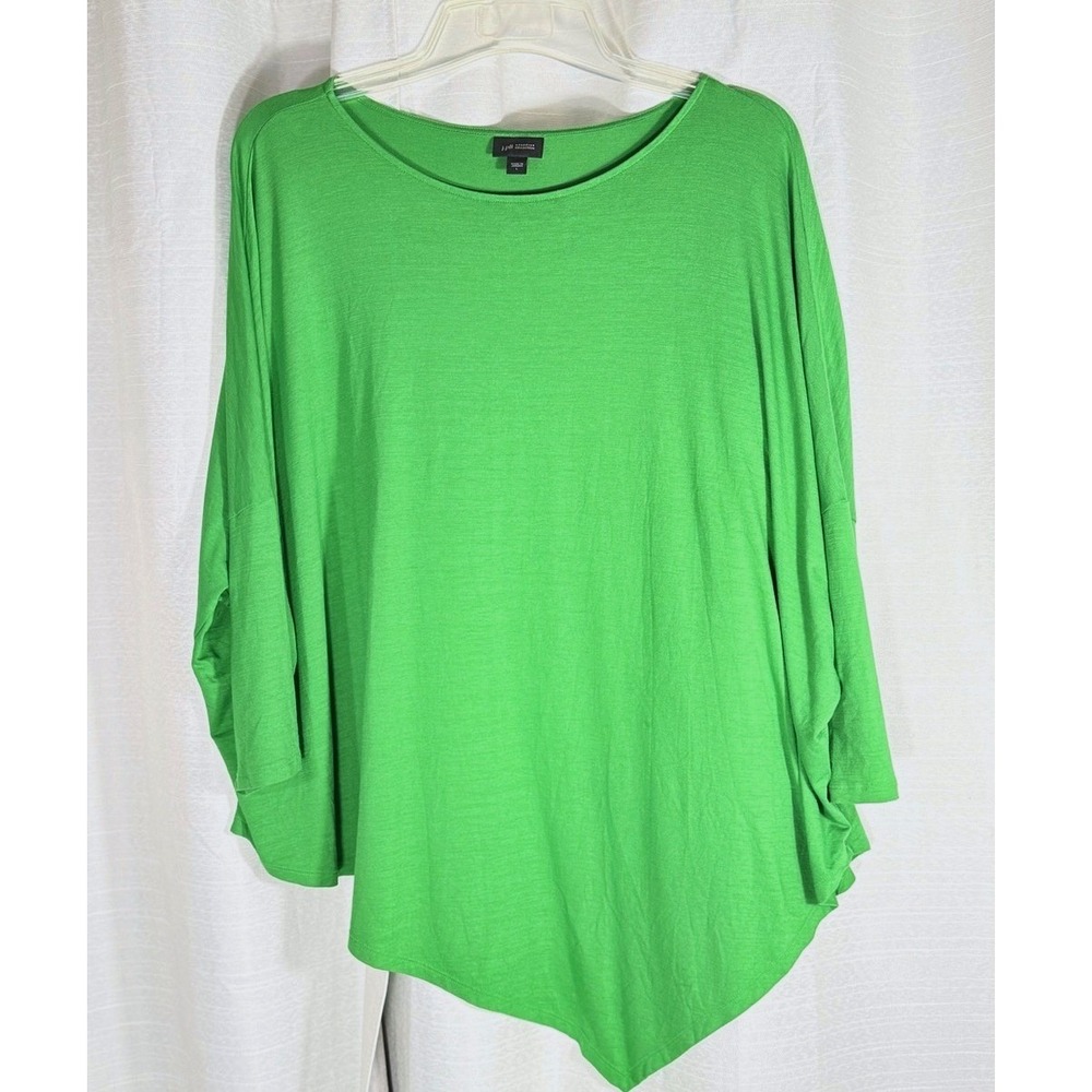 J.Jill Wearever knit size Large Green Dolman Sleeve Knit asymmetrical hem Top
